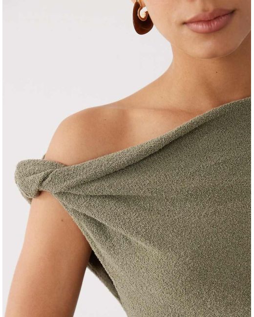 ASOS Green Slub Yarn Twist Asym Detail Top
