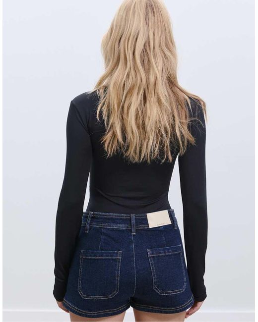 Stradivarius Body Van Polyamide Met Lange Mouwen in het Blue