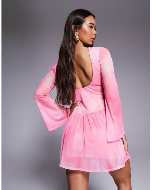 ASOS Mini Jurk Met Ronde Zoom En Zwierige Rok in het Pink