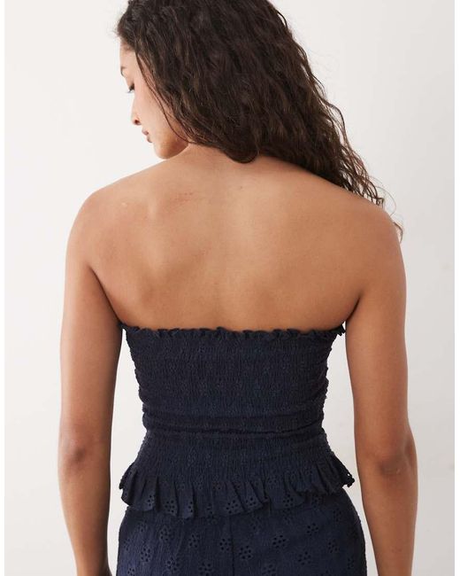 Mango Blue Teen Floral Embroidered Bandeau Top Co-ord