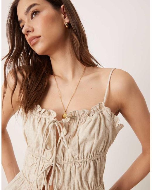 Glamorous Natural Tie Front Cami Top