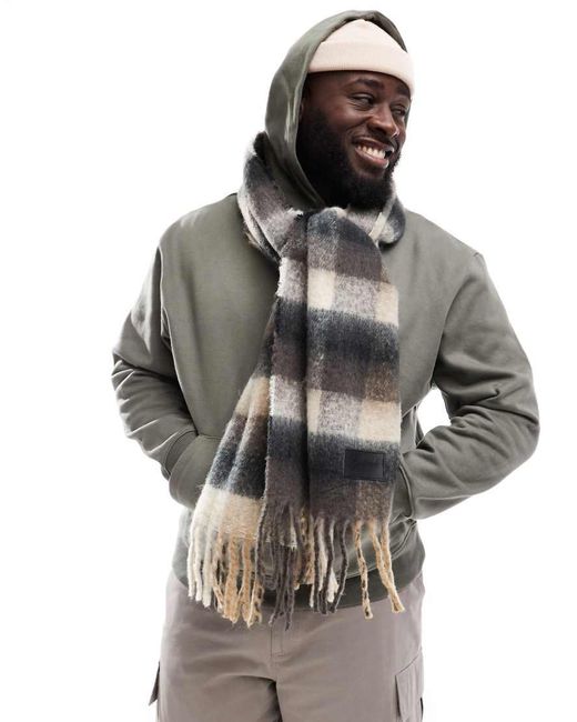 Sciarpa Oversize A Quadri di River Island in Gray da Uomo