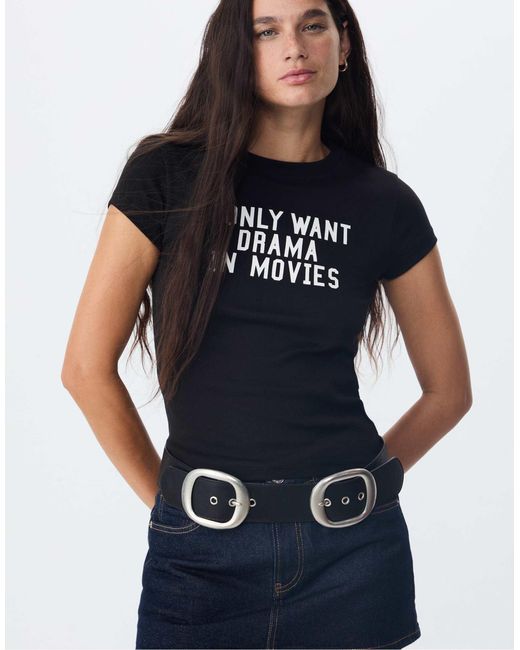 Stradivarius Blue – figurbetontes t-shirt