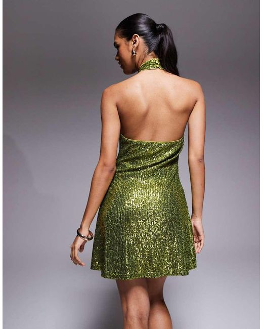 ASOS Green All Over Sequin Mini Dress