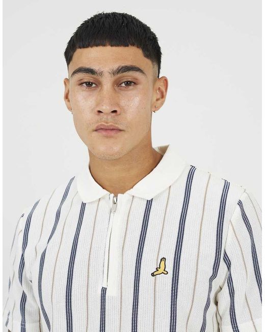 Brave Soul White Polo Shirt With Quarter Zip for men