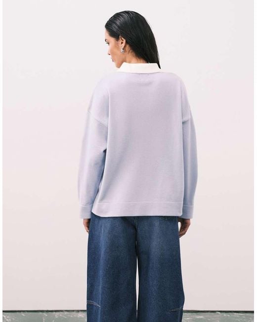 ASOS Purple Fine Knit Polo With Contrast Collar