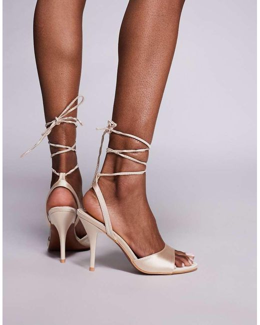Public Desire Brown Bea Peep Toe Heeled Sandals
