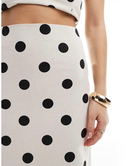 Falda Larga Color Crema Con Estampado De De Tejido Efecto Lino De (Parte De Un Conjunto) 4th & Reckless de color White