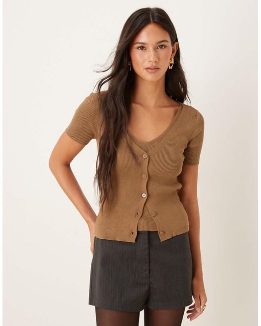 Mango Women's Black Double Layered Short Sleeve Fine Knit Cardigan