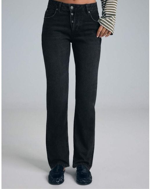 Stradivarius Black Tall Slim Straight Fit Jeans