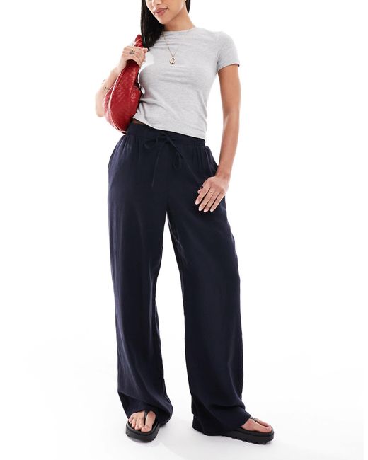 Pantalon ample en lin New Look en coloris Blue