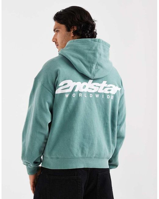 Cotton On Blue Box Fit Hoodie With Graphic for men