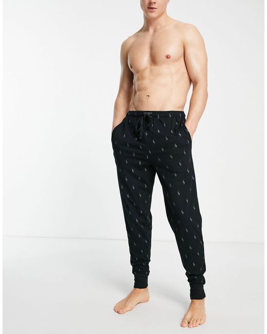 Polo Ralph Lauren Sweatpants With All Over Pony Logo in Black for Men ...