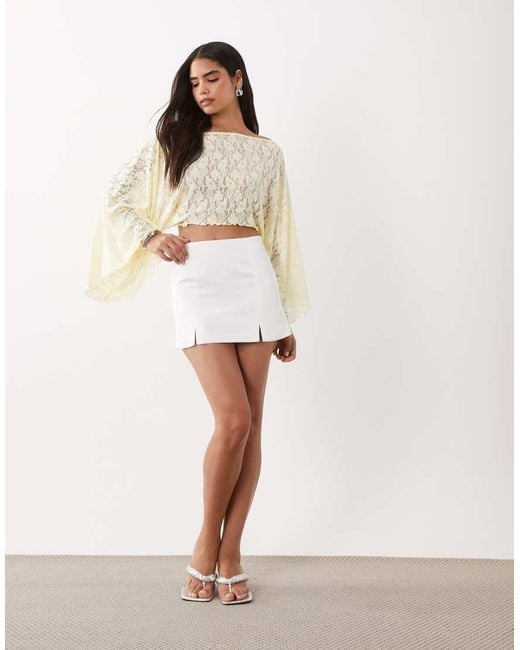 ASOS White Foiled Lace Asymmetrical Cape Top