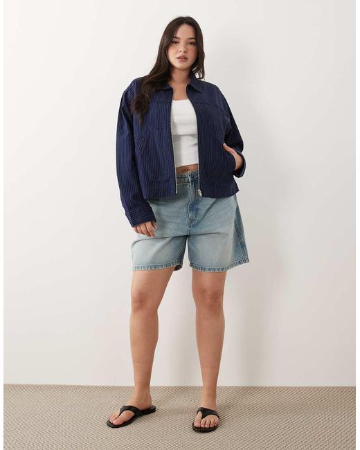 ASOS Blue Asos Design Curve Top Collar Zip Through Jacket