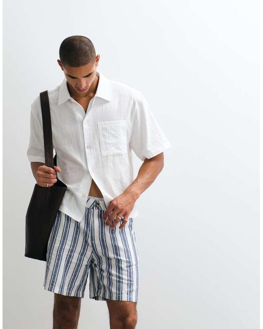 ASOS White Co-ord Wide Fit Linen Blend Shorts for men