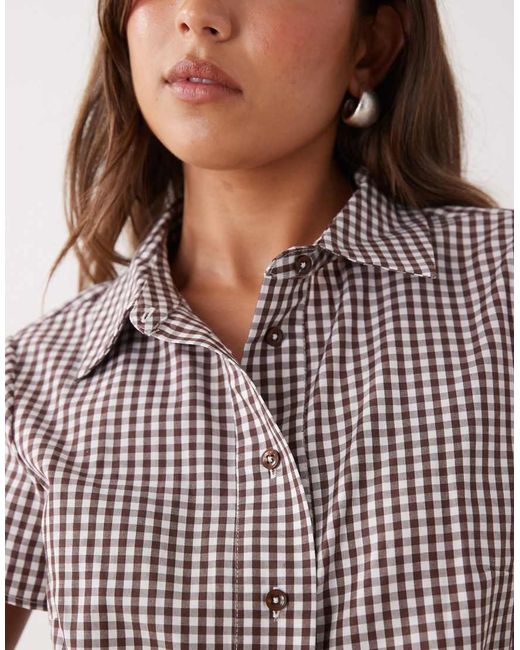 Collusion Gray Fitted Short Sleeve Gingham Shirt