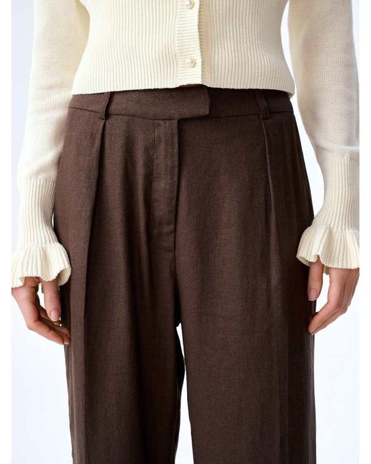OMNES White Trousers Pearl High-Rise, Wide Leg Linen Trousers
