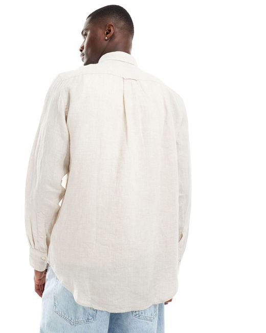 Chemise en lin à motif pied-de-poule avec logo - beige Gant pour homme en coloris White