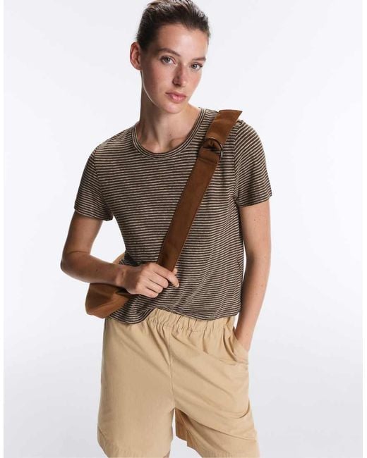 Oysho Brown 100% Cotton Crossbody Bag