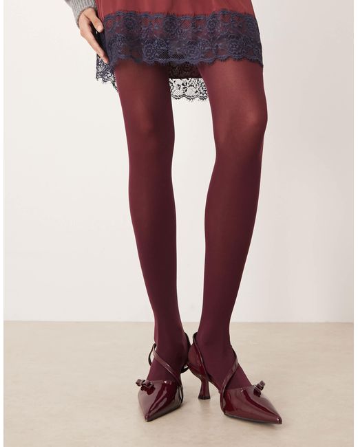 Collants 40 deniers - prune foncé ASOS en coloris Red