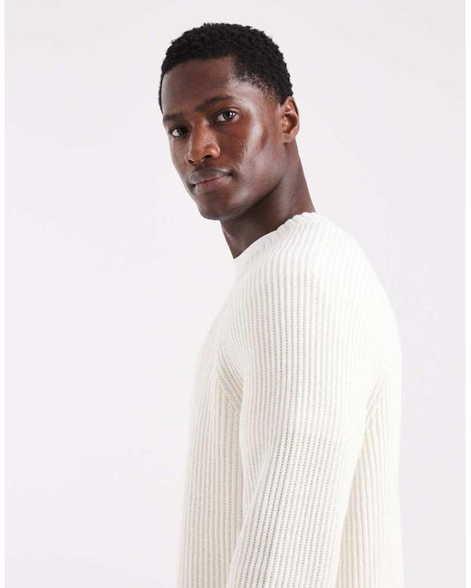 Hollister White Knitted Fisherman Jumper for men