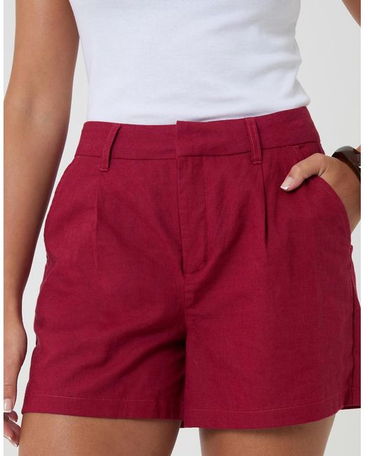 Threadbare White Linen Blend Tailored Shorts