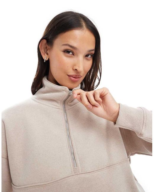 Sudadera Beis Básica Con Cremallera Corta De Tejido Afelpado De Cotton On-Neutro Cotton On de color White