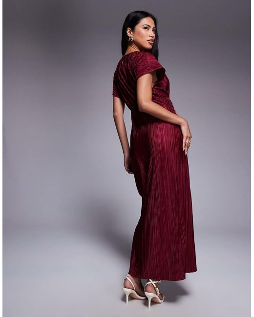 ASOS Purple Twist Front Plisse Sleeveless Maxi Dress