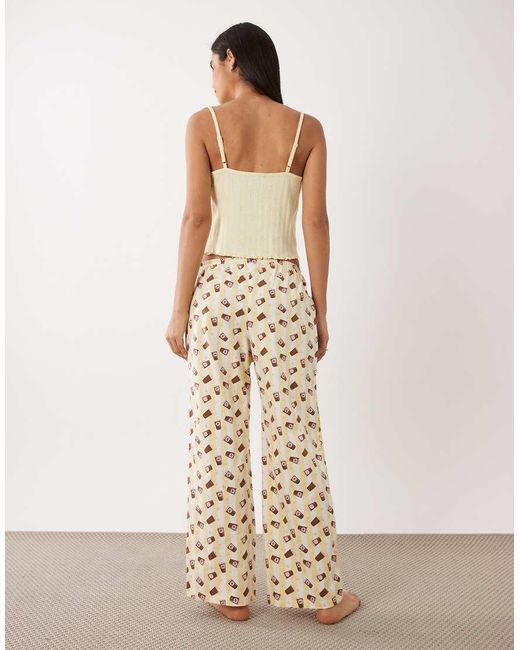 Wednesday's Girl Natural Wednesdays Girl Cami Top And Pants Iced Coffee Pajama Set