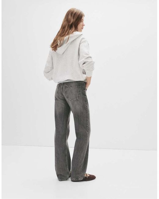 Pull&Bear White Mid-waist Straight-leg Jeans