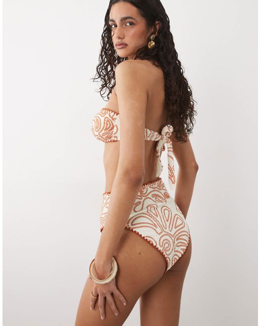 River Island White Patterned Textured Bikini Bottom