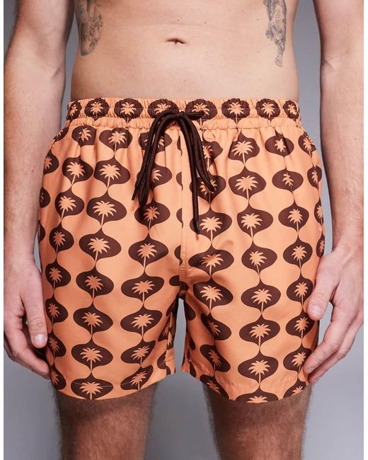 South Beach Gray Retro Palm Swimshort for men