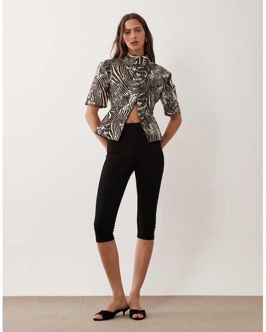 ASOS Brown Asymmetric Short Sleeve Blazer