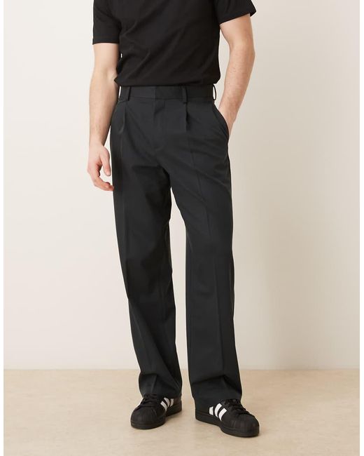 ASOS Black Smart Pleated Wide Leg Pants for men