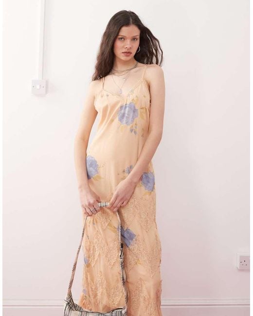 Miss Selfridge Pink Lace Trim Cami Maxi Dress