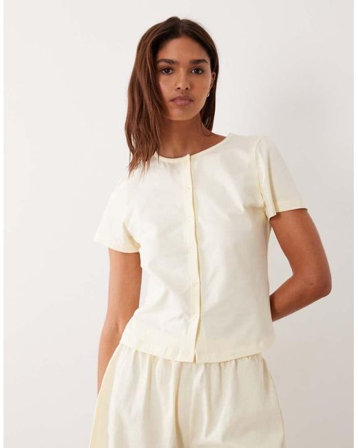 ASOS Natural Mix & Match Short Sleeve Button Through Cardigan Pyjama Top