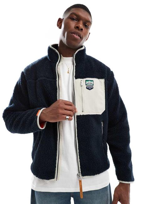 Superdry Blue Vintage Retro Full Zip Fleece for men