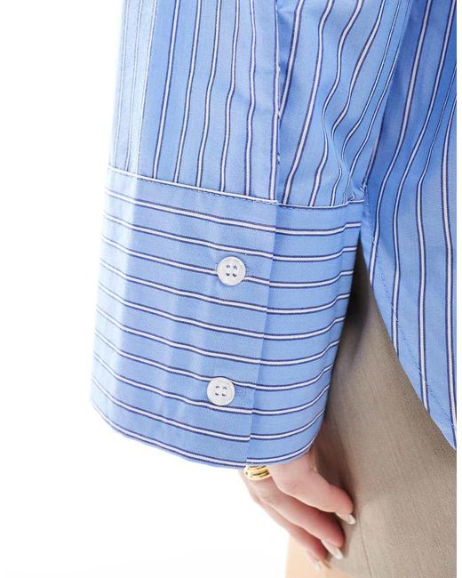 ONLY Oversized Gestreept Overhemd in het Blue