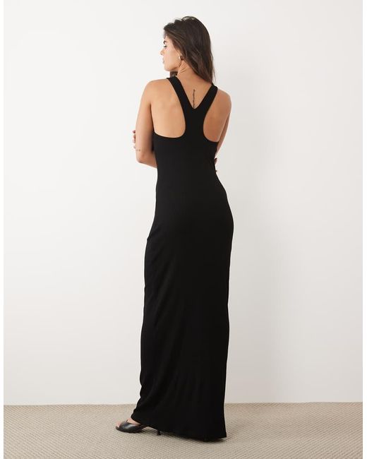 ASOS Natural Rib Racer Maxi Dress