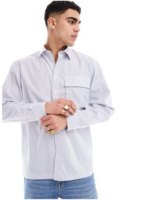 SELECTED White Oversized Poplin Shirt for men