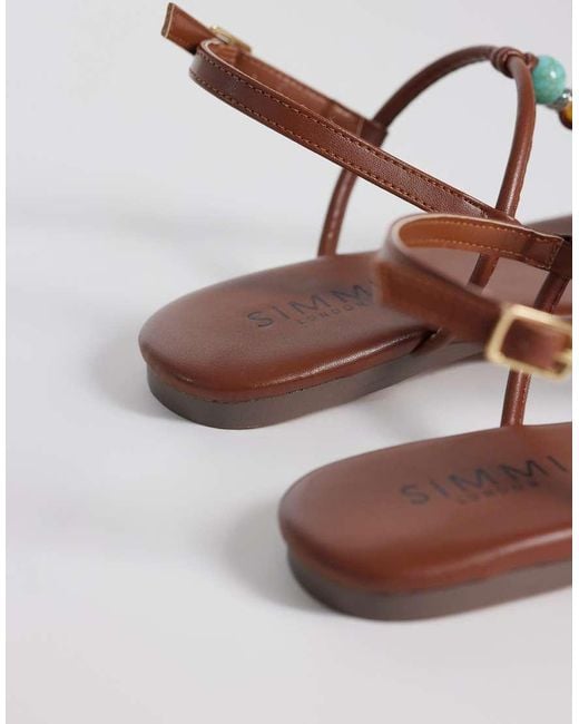 SIMMI Brown Simmi London Ishah Flat Sandals With Stones