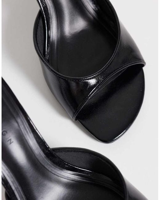 ASOS Black Hooray Mid Heeled Mules