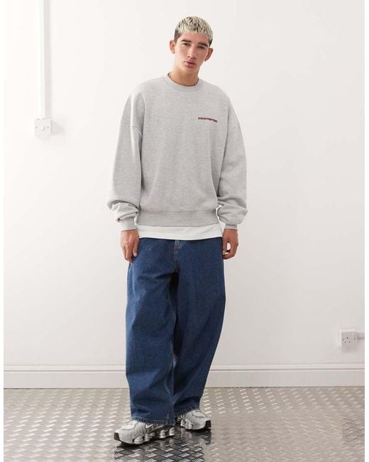 Prohibited Gray Oversized Boxy Fit Logo Jumper for men