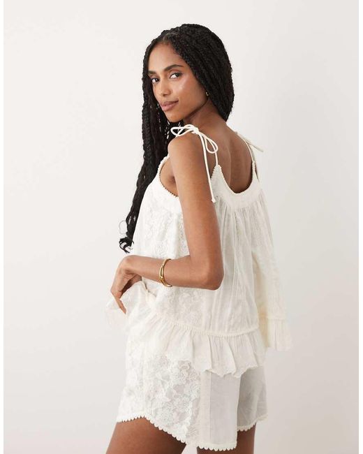 Miss Selfridge White Embroidered Cami Top Co-ord