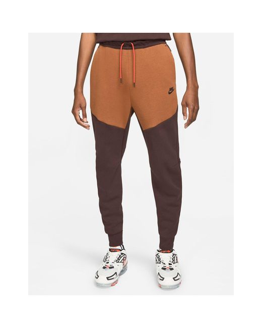 Nike Tech Fleece Color Block Sweatpants in Brown for Men Lyst