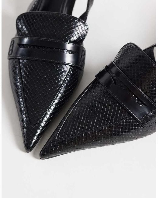 ASOS Black Sundae Slingback Kitten Heeled Loafers