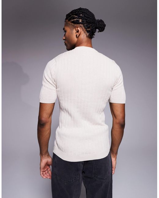 ASOS White Muscle Fit Lightweight Knitted Rib T-shirt for men