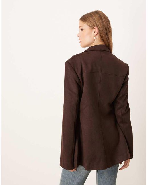 Gina Tricot Brown Relaxed Fit Faux Suede Blazer