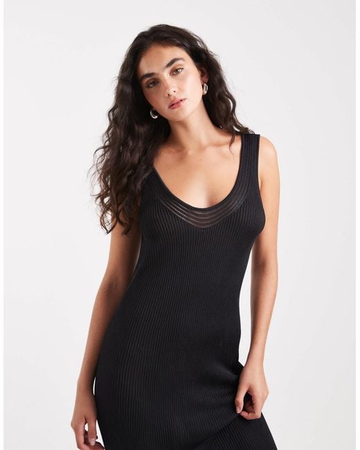 Calvin Klein Black Fine Knit Maxi Dress